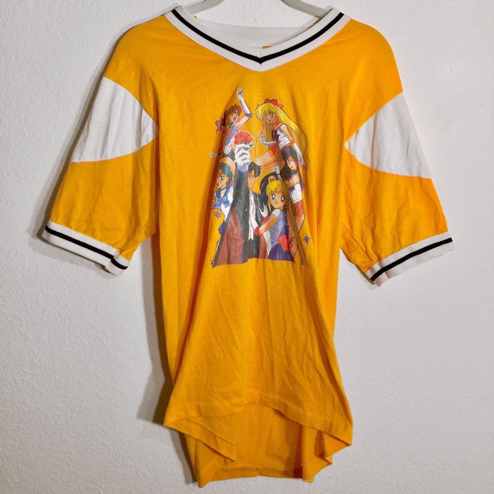 90s vintage yellow sailormoon sport jersey t-shirt
